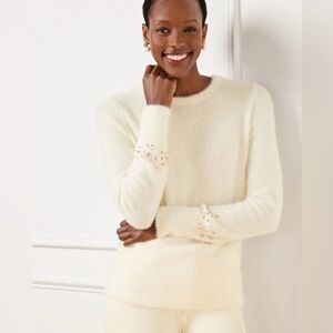 Talbots Beaded Cuff Fuzzy Sweater